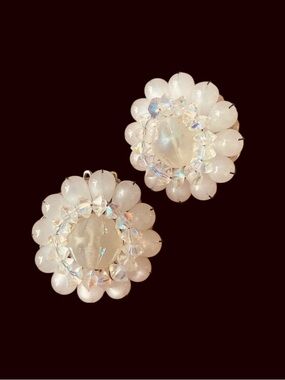 Vintage Hobe Crystal Cluster Clip-On Earrings